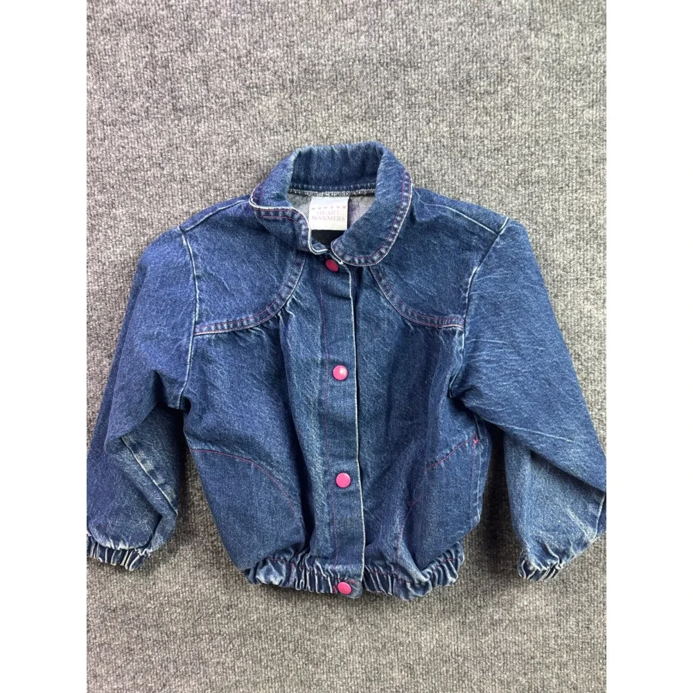 Vintage Disney Bambi Denim Jacket Kids Size 5-6 Blue Made in USA Heart Warmers
